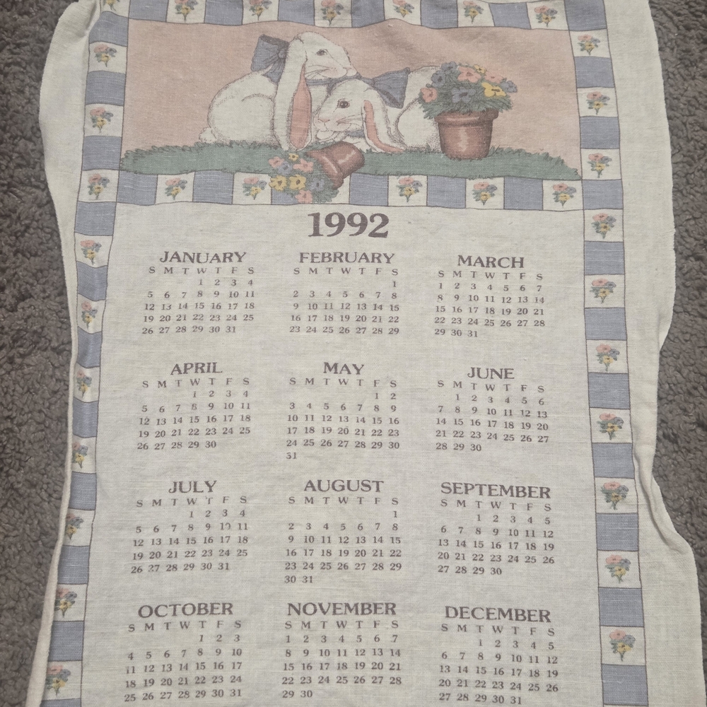 1992 Bunny Calendar Tapestry